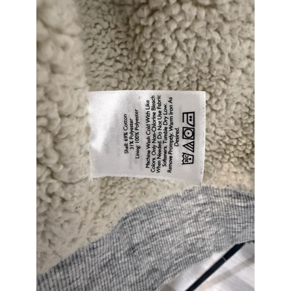 Eddie Bauer Mens 2XL Sherpa Lined Full Zip Hoodie Gray Heavyweight Fleece Jacket